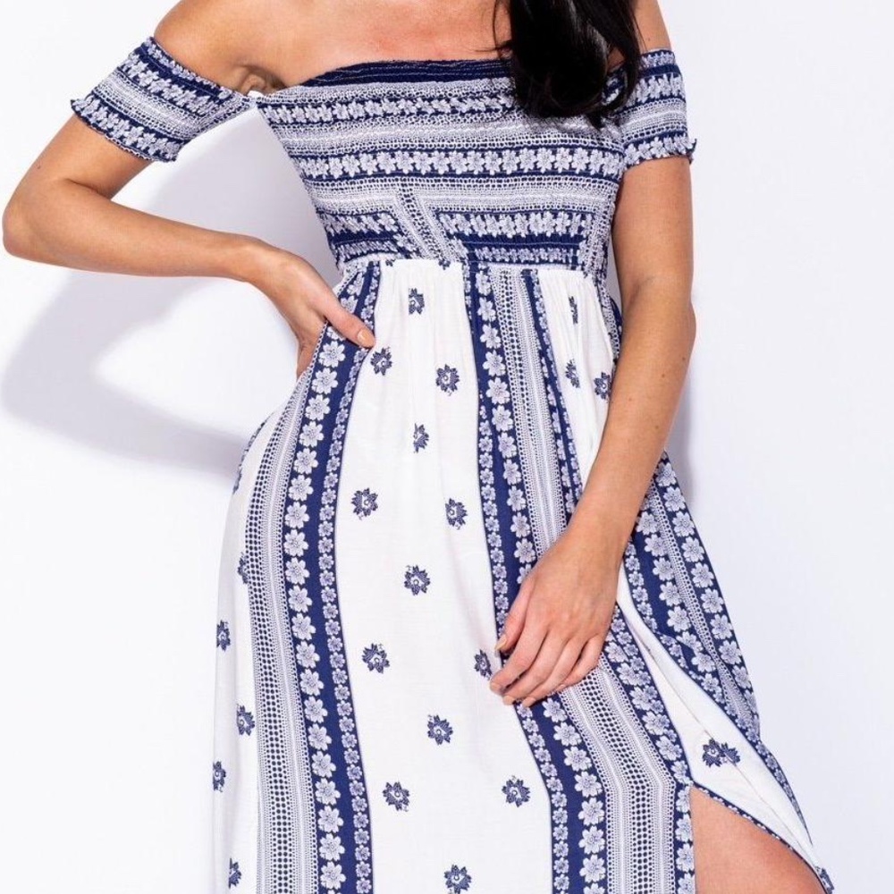 Floral Print off the Shoulder Dress - Picture 5 of 8